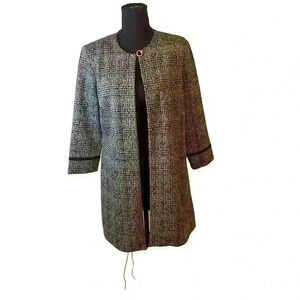Joseph Ribkoff casual jacket black and grey houndstooth mid length size 12